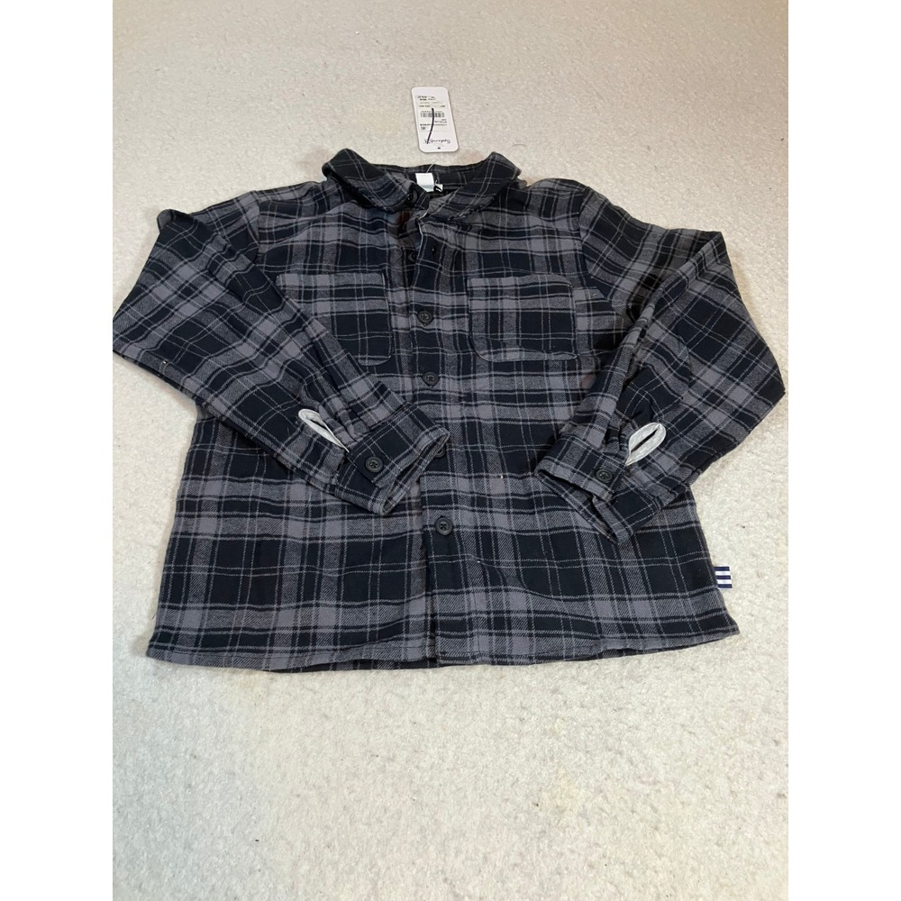 Splendid Kids Grey Black Plaid Flannel Shirt Long Sleeve Button Down Size 6 NWT